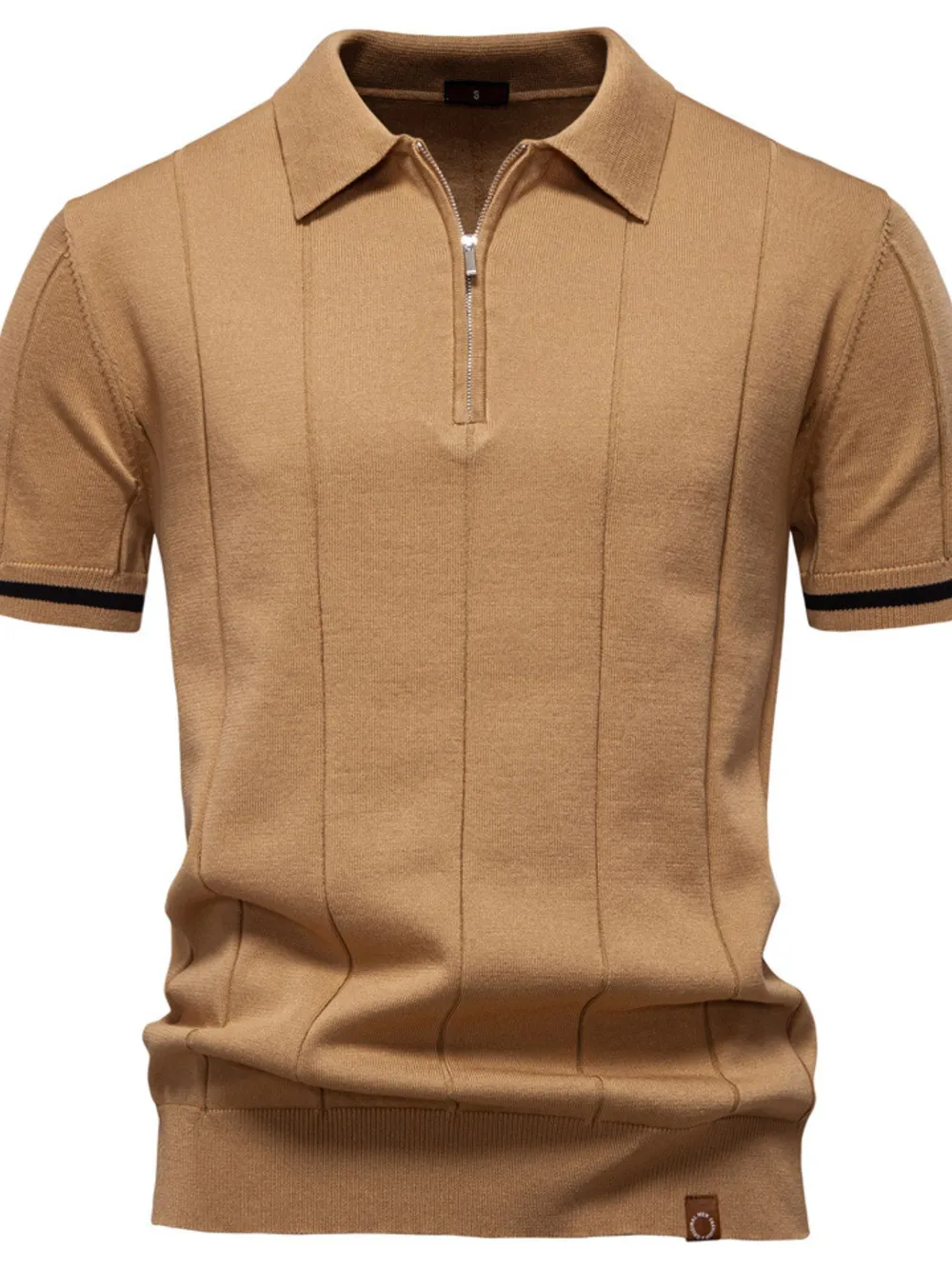 Men's Classic Zip-Neck Knitted Polo Shirt, image 10