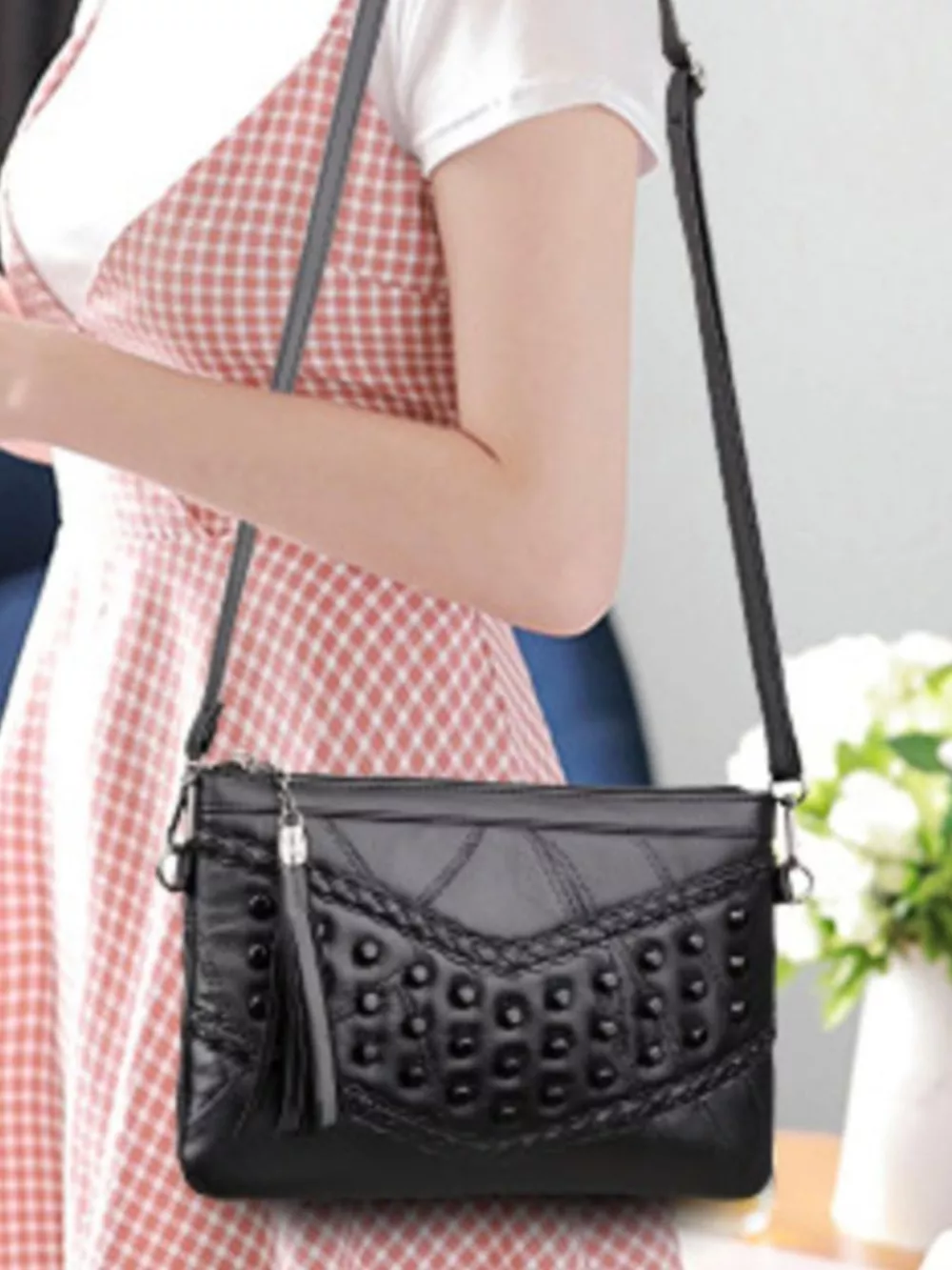 Studded Leather Crossbody Bag, image 3