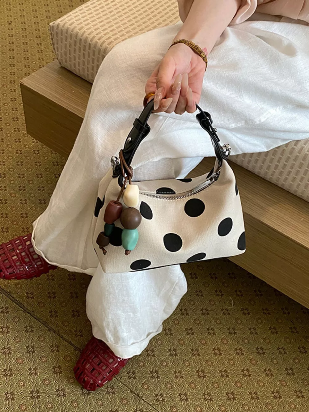 Polka Dot PU Leather Handbag, image 3