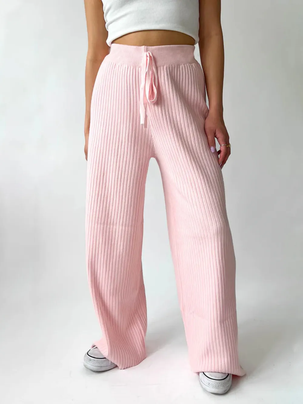Ribbed Wide Leg Sweater Pants, image 11