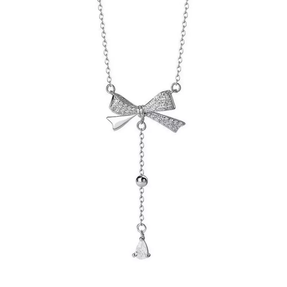 925 Sterling Silver Bow Pendant Necklace, image 6