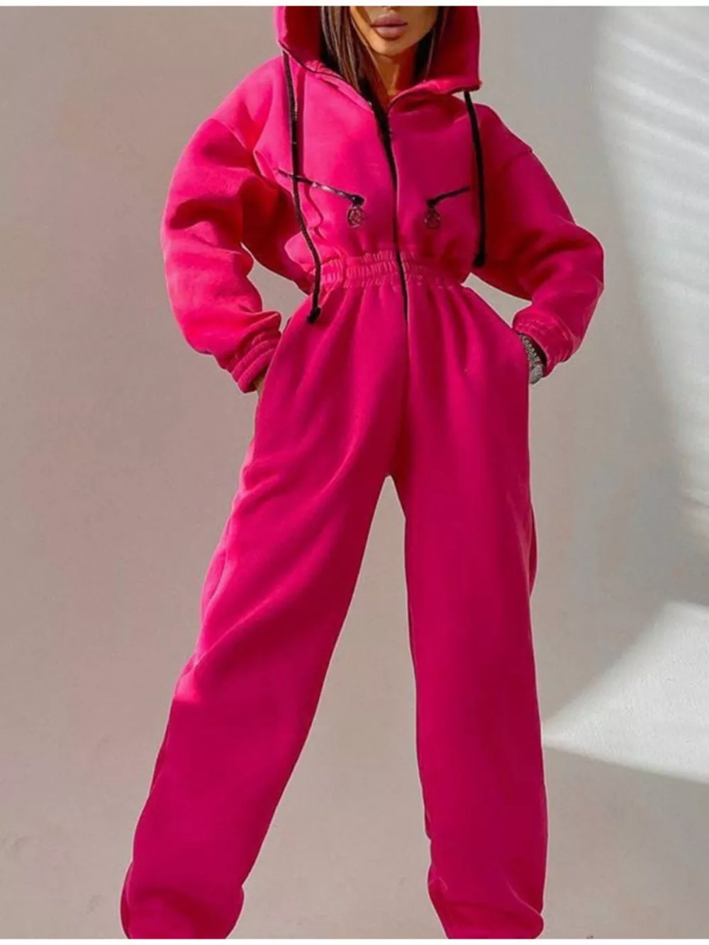 Hooded Zip-Up Long Sleeve Jumpsuit, image 16