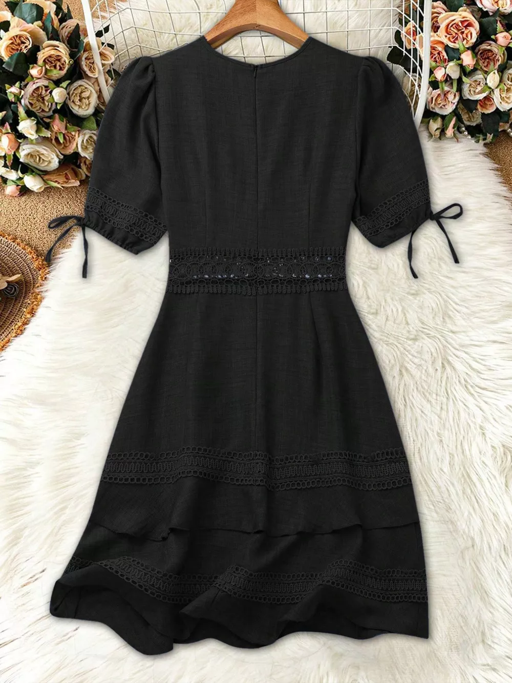 Lace Detail V-Neck Mini Dress, image 8