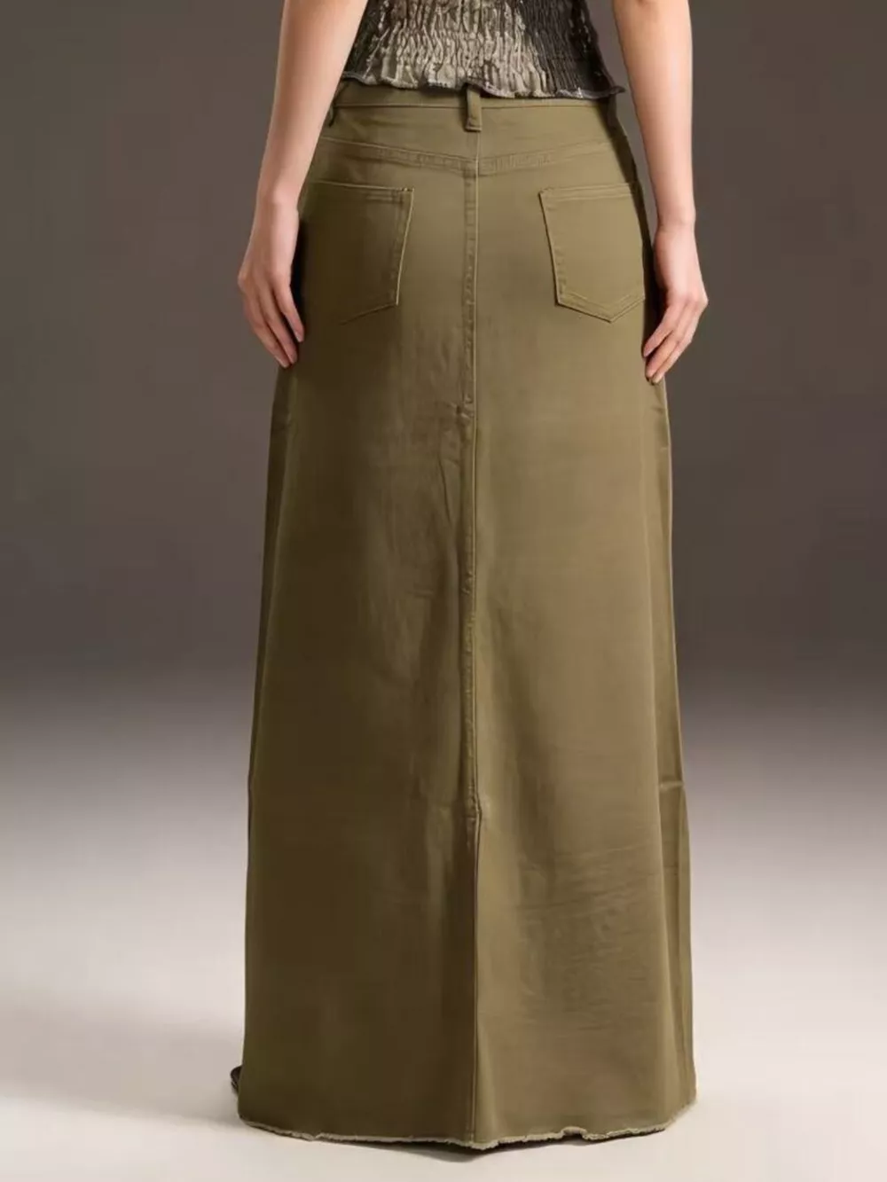 Raw Hem Maxi Denim Skirt, image 11