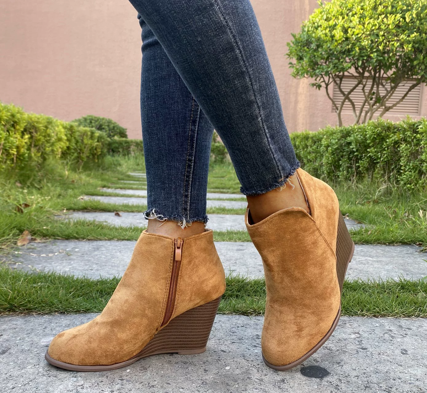 Round Toe Wedge Ankle Boots, image 6