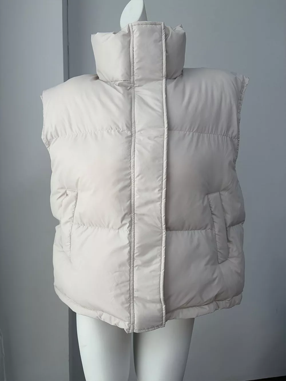 Snap-Button Placket Quilted Puffer Vest Coat, image 7