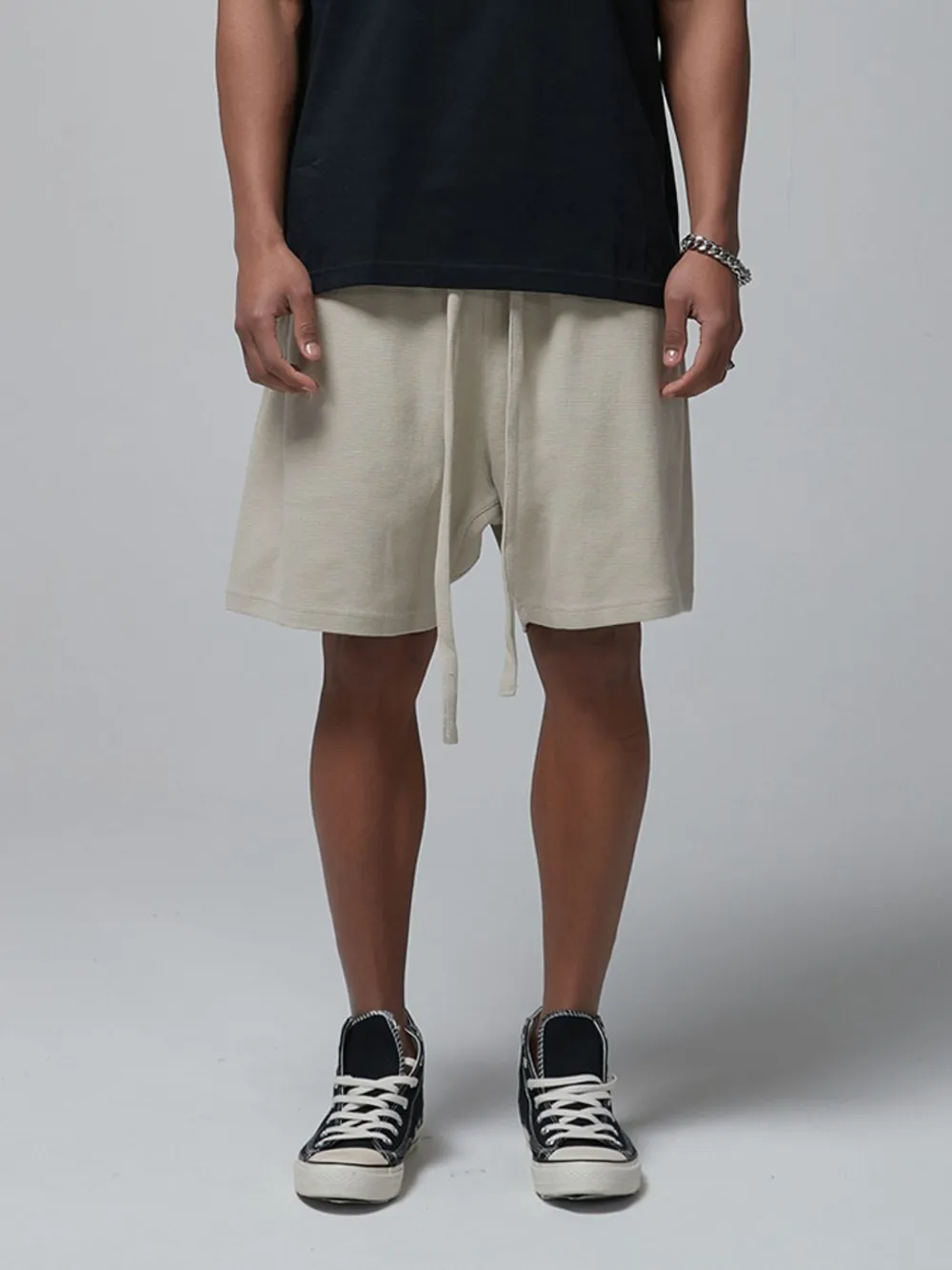 Men's Drawstring Waffle Shorts with Pockets