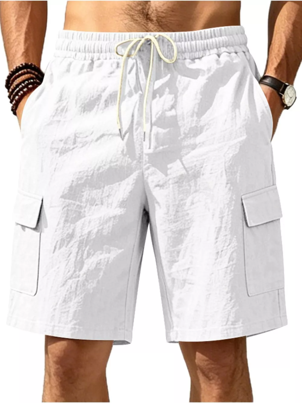 Men's Plus Size Casual Cargo Shorts with Drawstring Waist, image 18