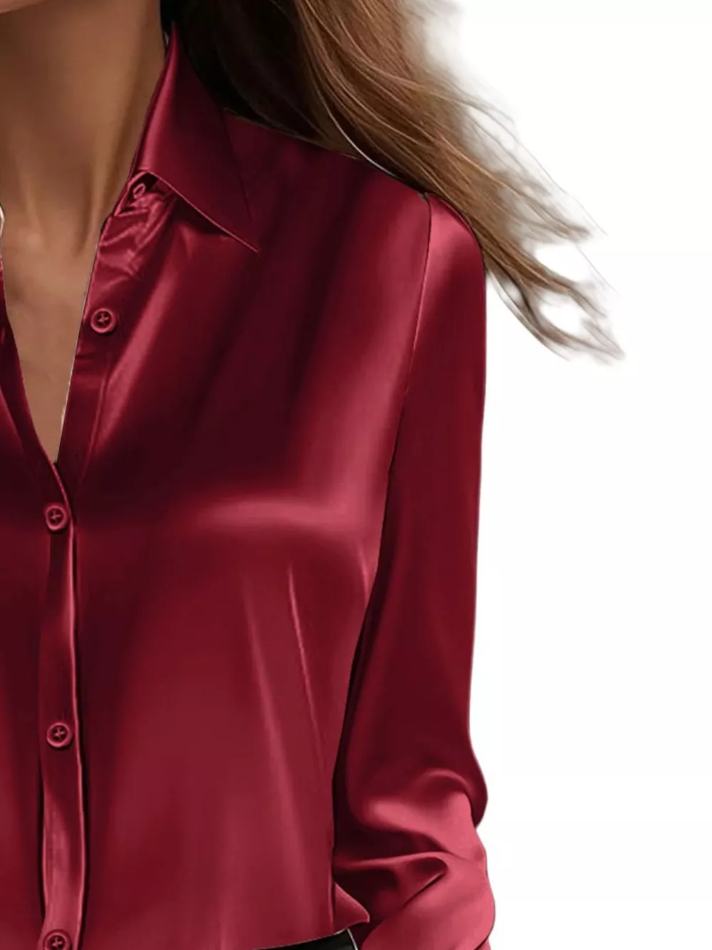 Full Size Button Down Collared Neck Long Sleeve Shirt Plus Size, image 8