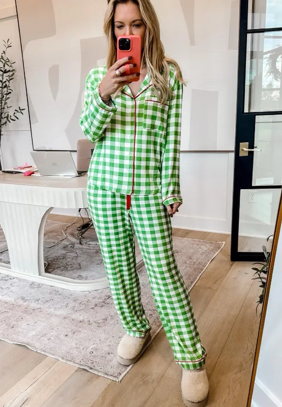 Plaid Collared Neck Long Sleeve Top and Pants Set, image 13