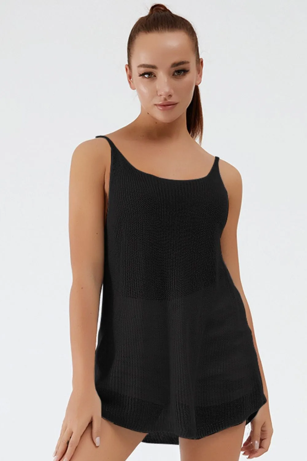 Scoop Neck Spaghetti Strap Knit Cami, image 4