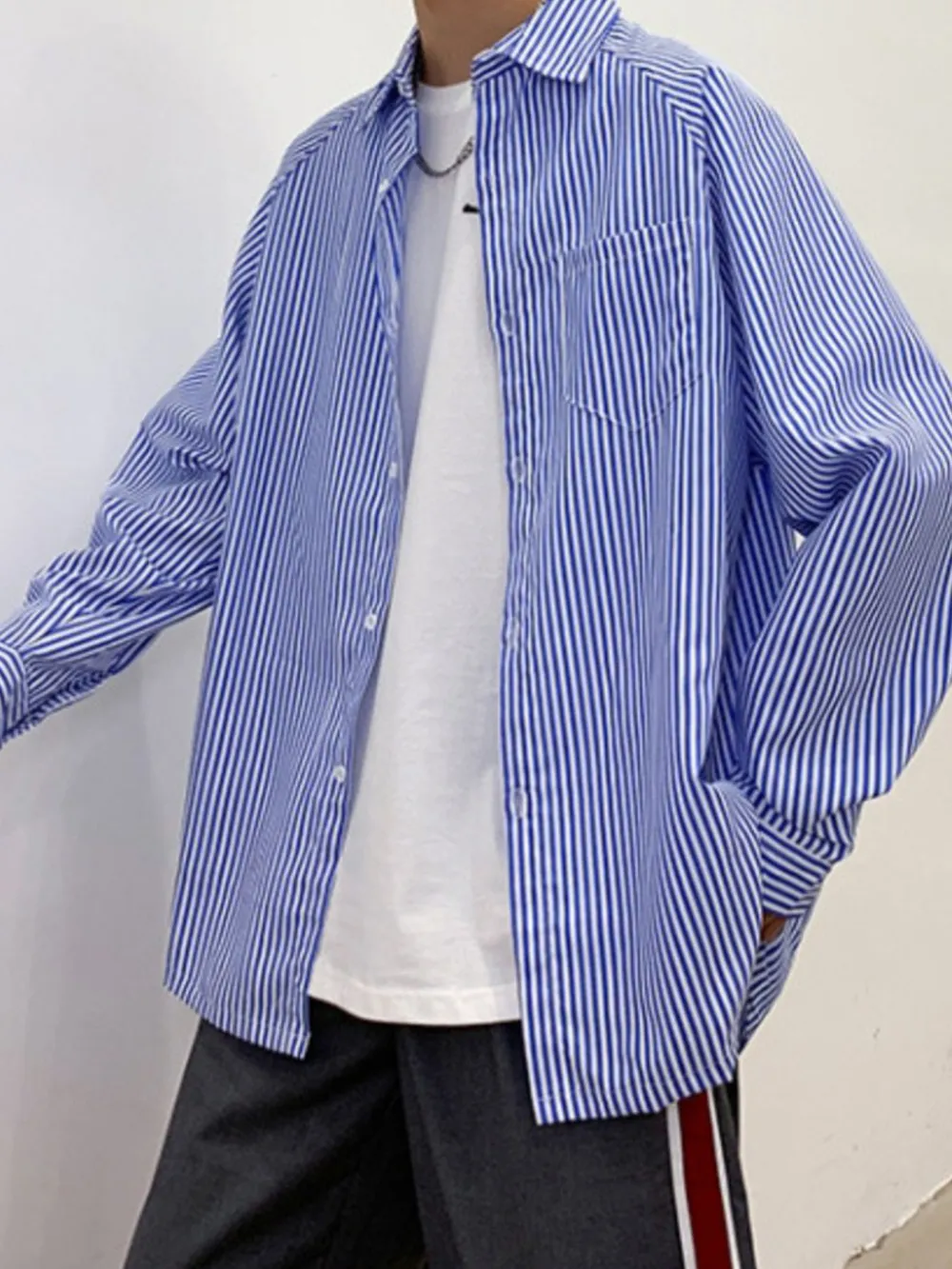 Men's Striped Long Sleeve Button-Up Shirt, image 3