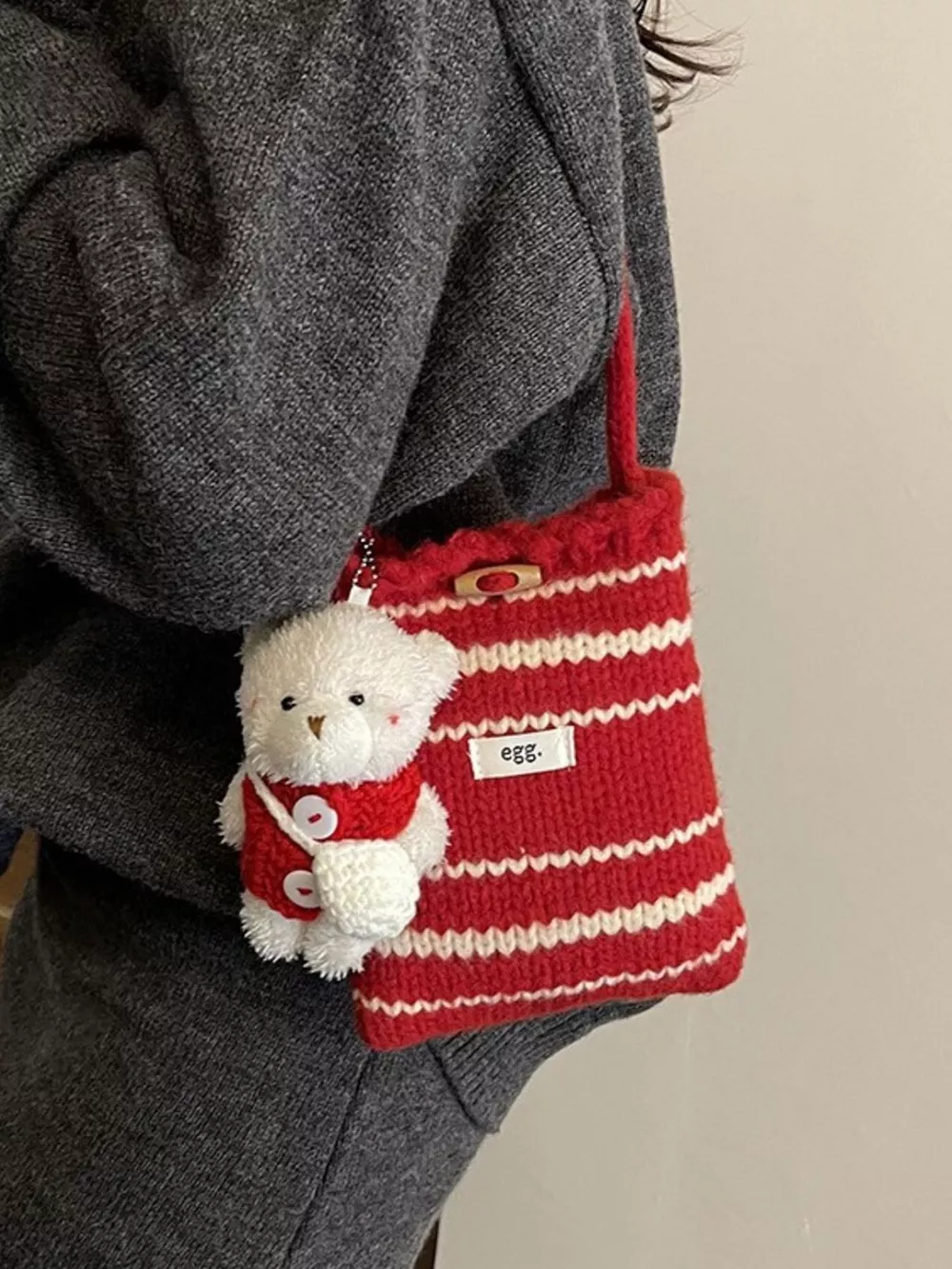 Knitted Striped Crossbody Bag, image 4