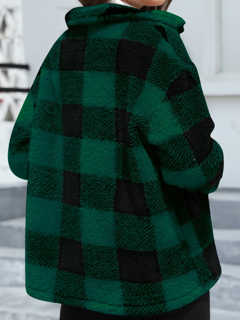 Button Up Drop Shoulder Fuzzy Jacket, image 11