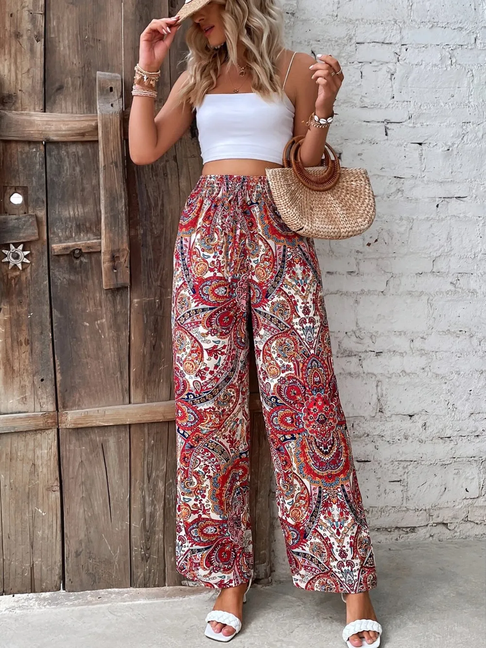 Printed Wide Leg Pants, image 15