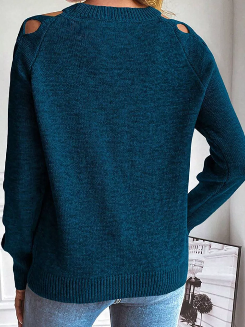 Criss-Cross Cutout Long Sleeve Sweater, image 4