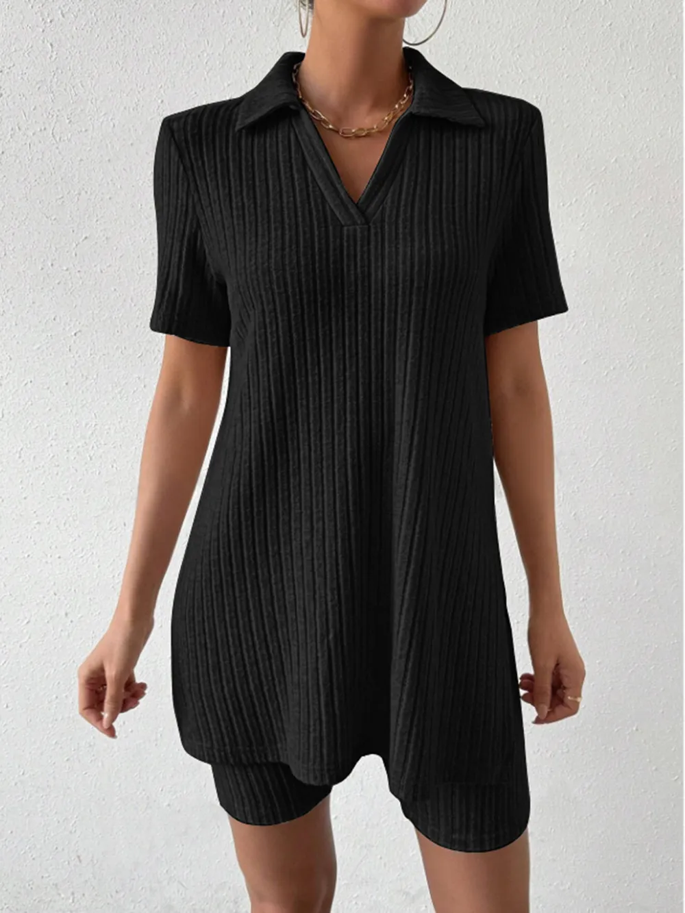 Johnny Collar Short Sleeve Top and Shorts Set, image 7