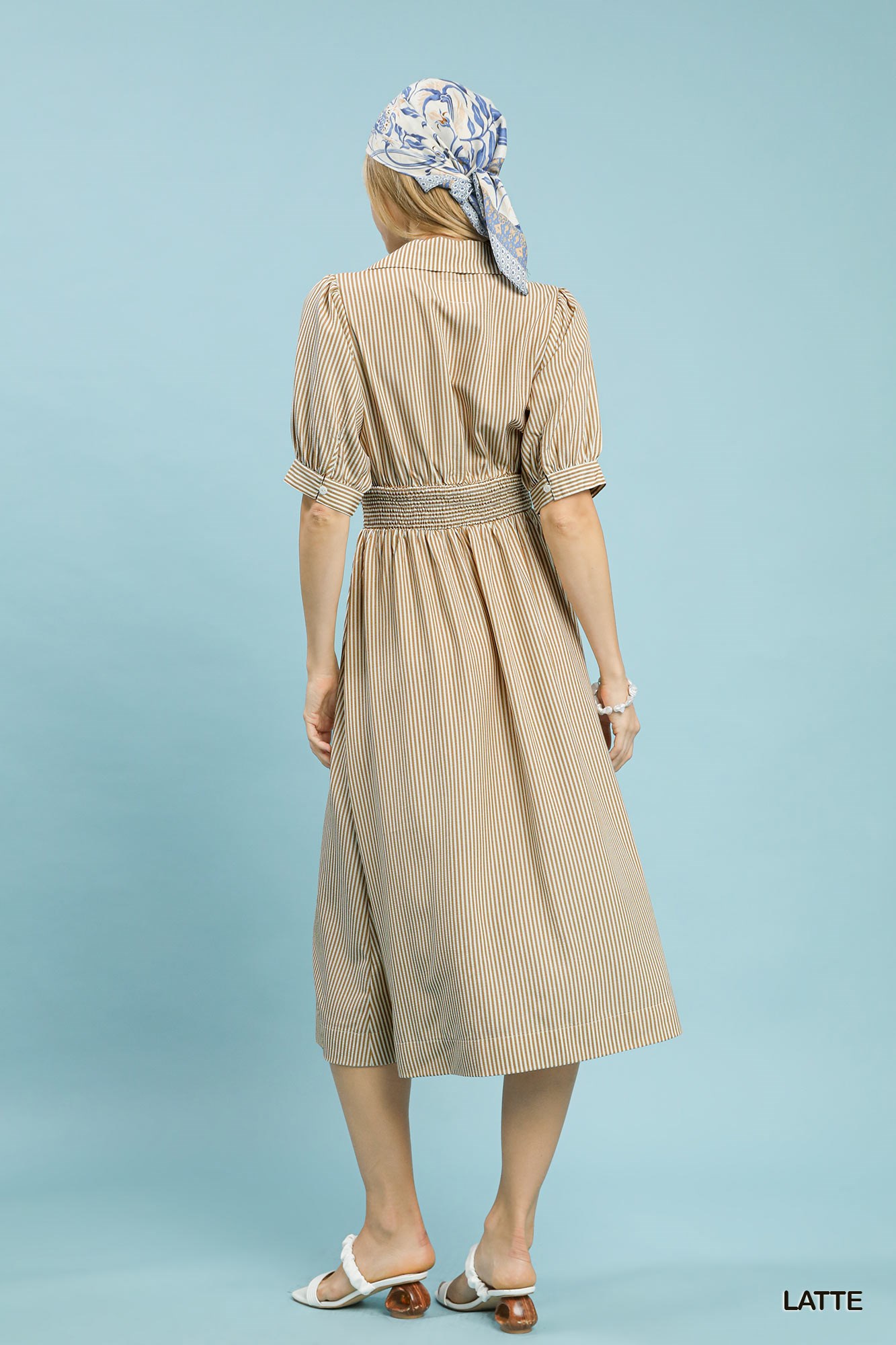 Striped Midi Dress with Front Zipper, image 3