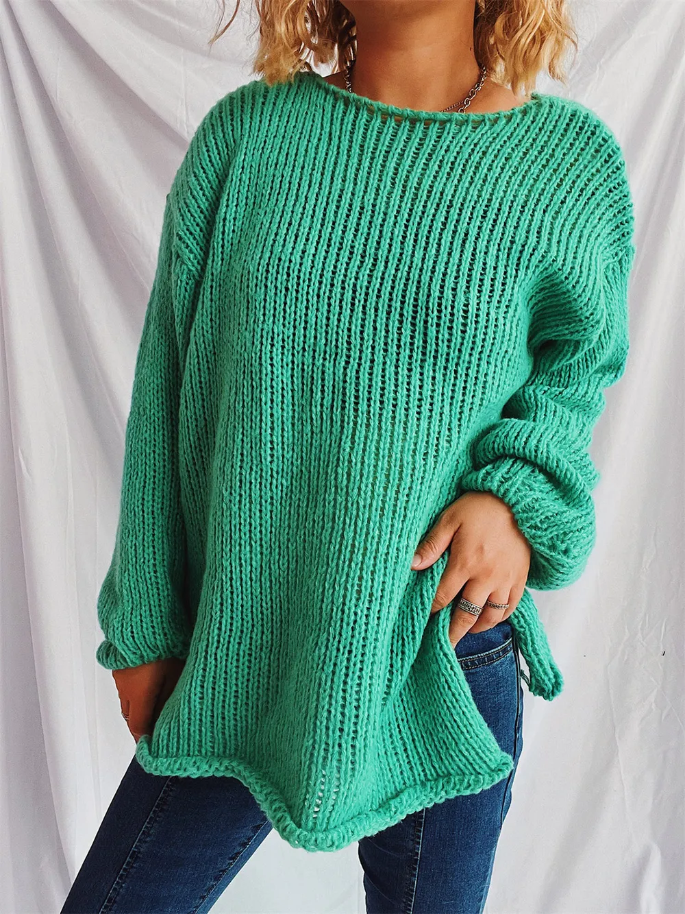 Boat Neck Dropped Shoulder Sweater, image 14