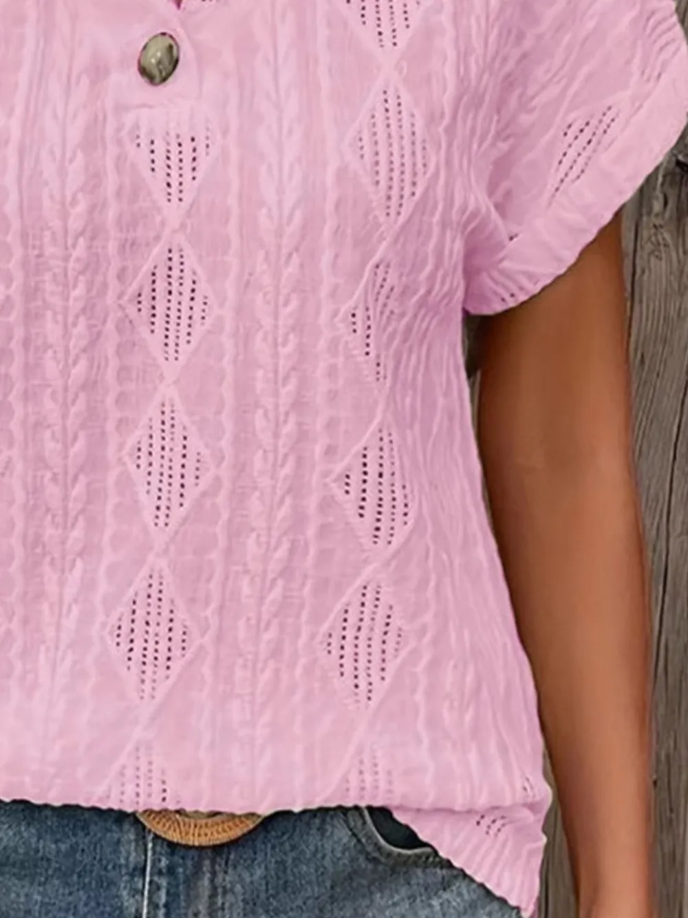 Textured V-Neck Short Sleeve Top, image 12