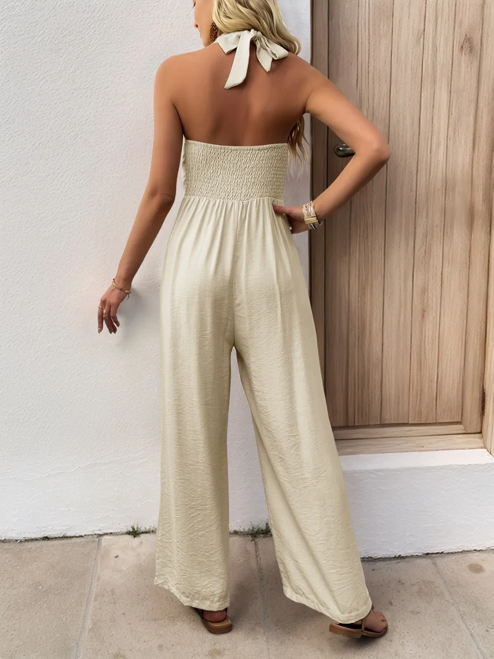 Smocked Halter Neck Jumpsuit, image 6