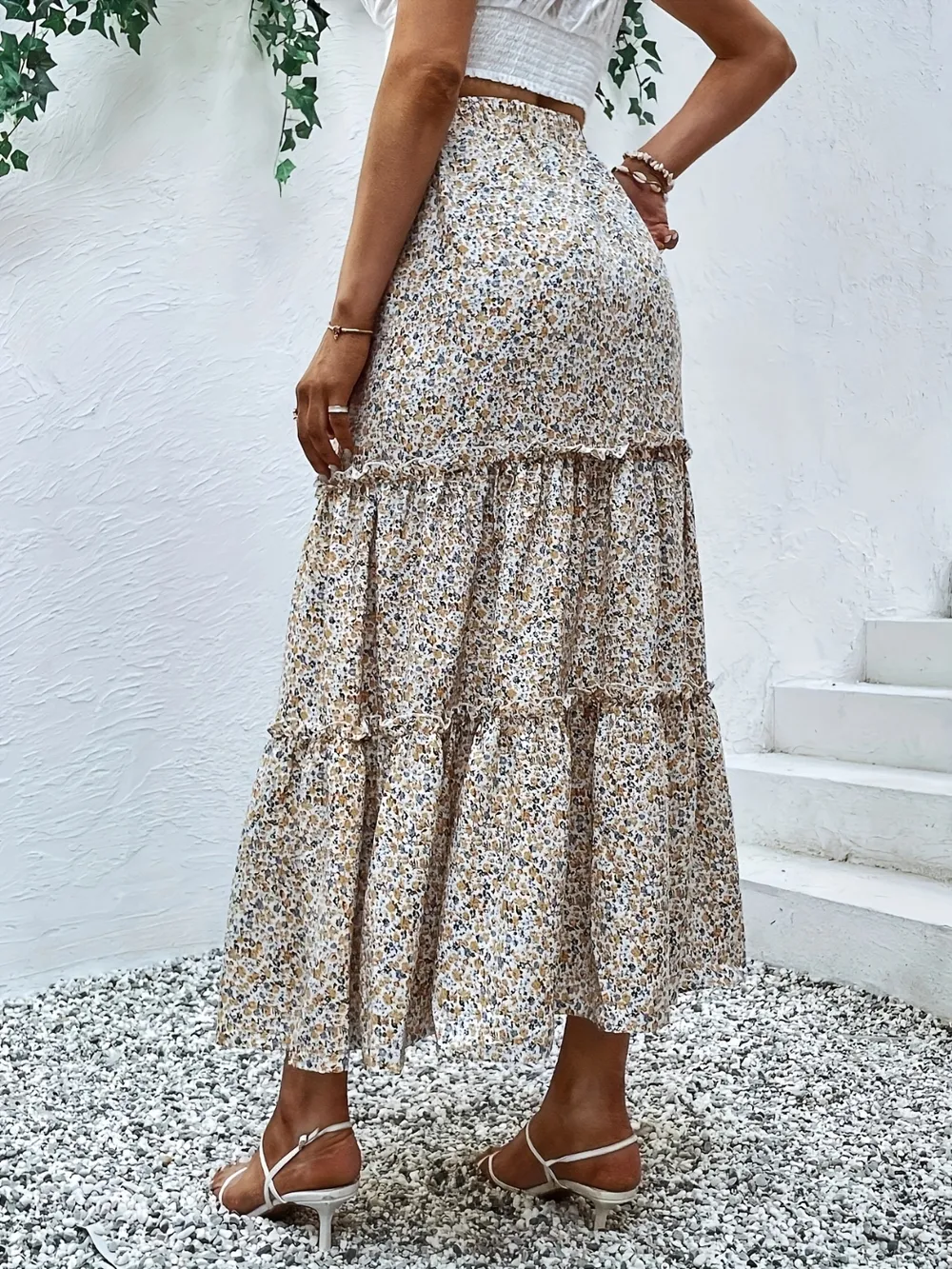 Frill Tiered Printed Skirt, image 4