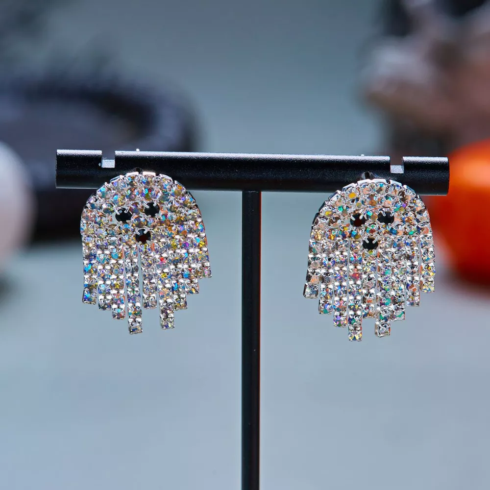 Halloween Rhinestone Ghost Shape Earrings, image 5