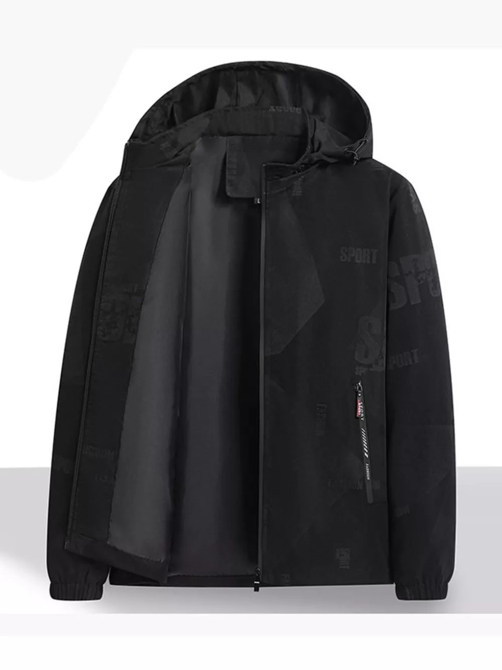 Men's Plus Size Zip Up Long Sleeve Hooded Jacket