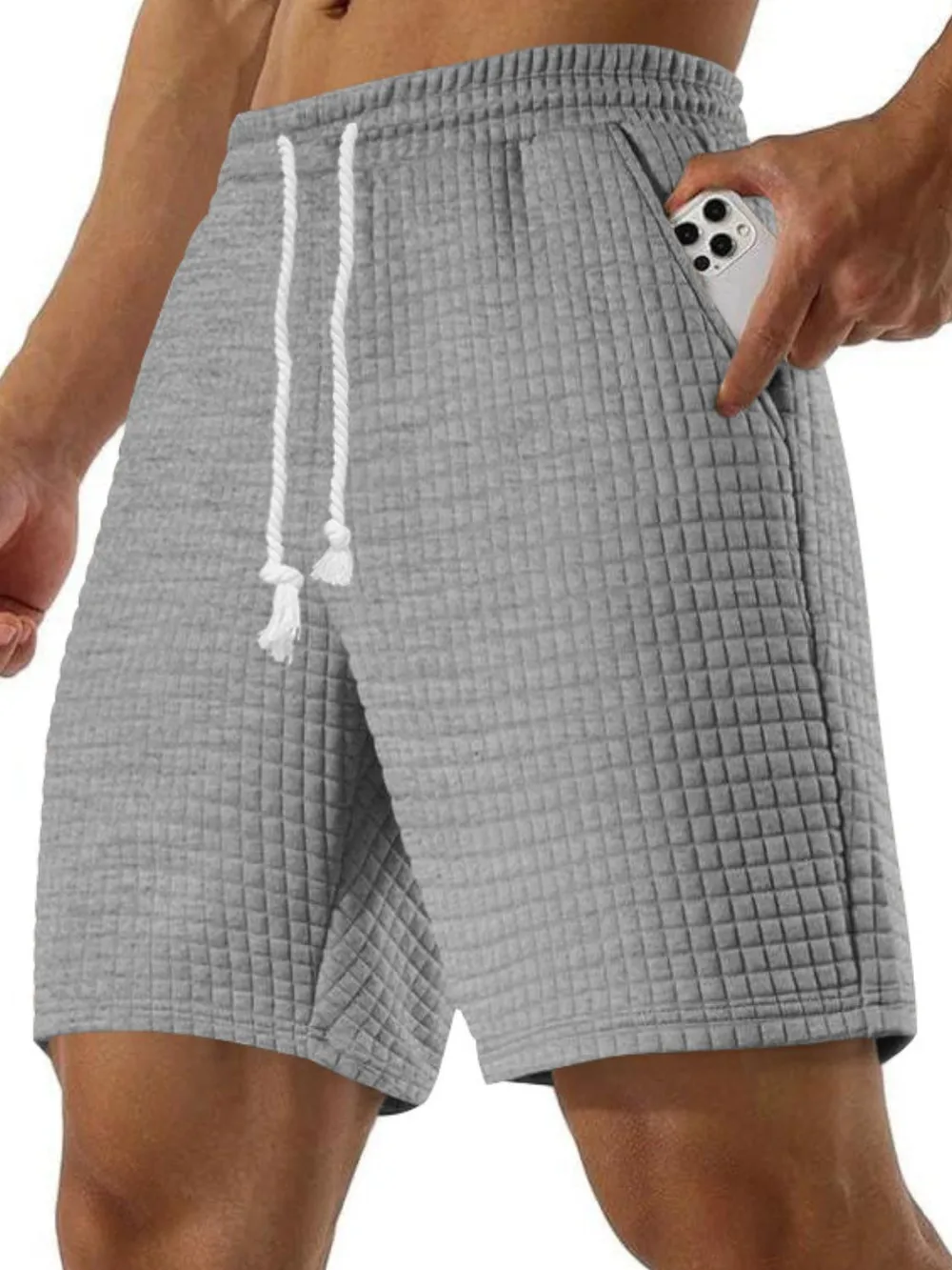 Men's Full Size Drawstring Textured Shorts Plus Size, image 4