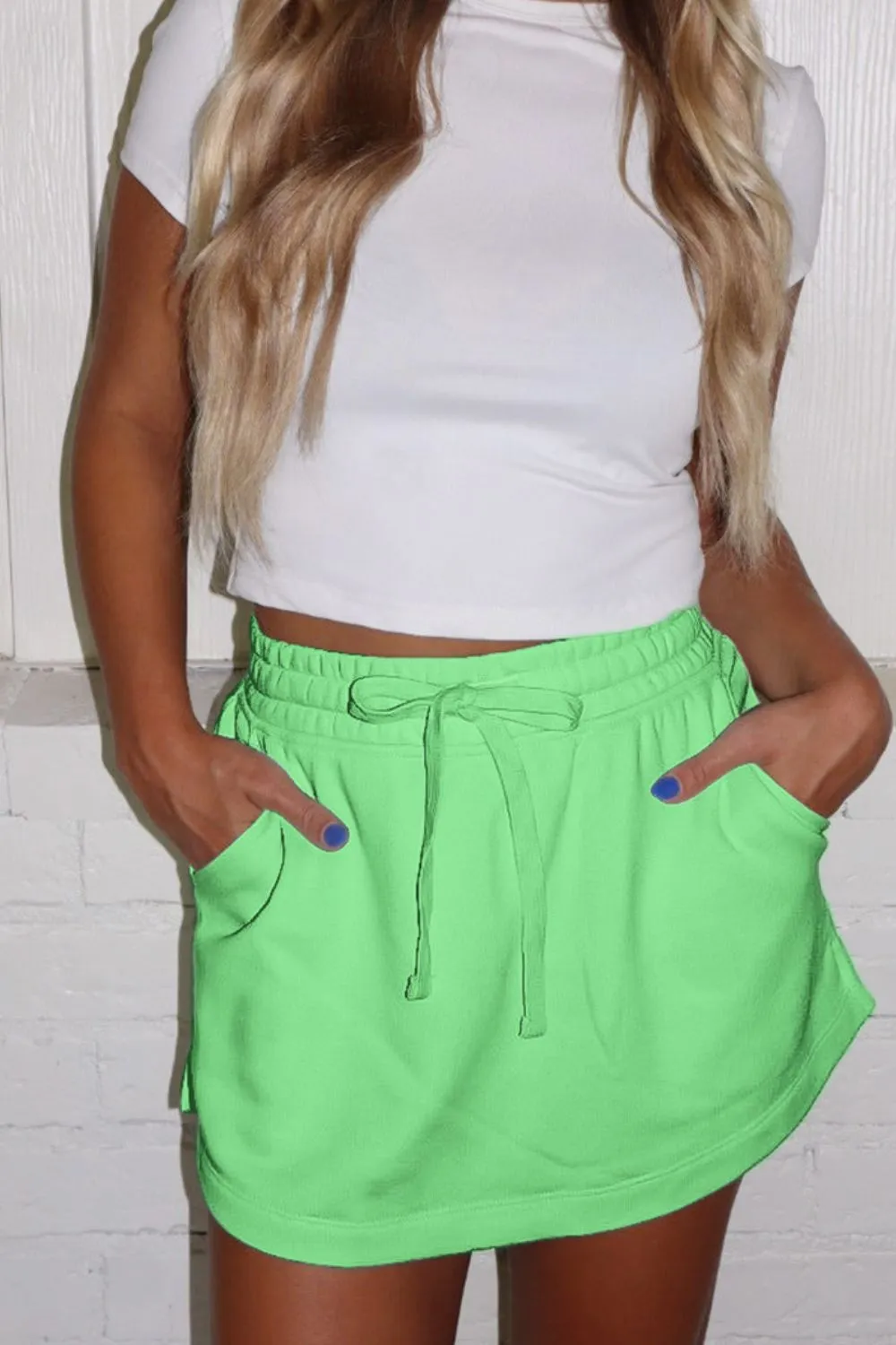 Drawstring Solid Mini Skort, image 9