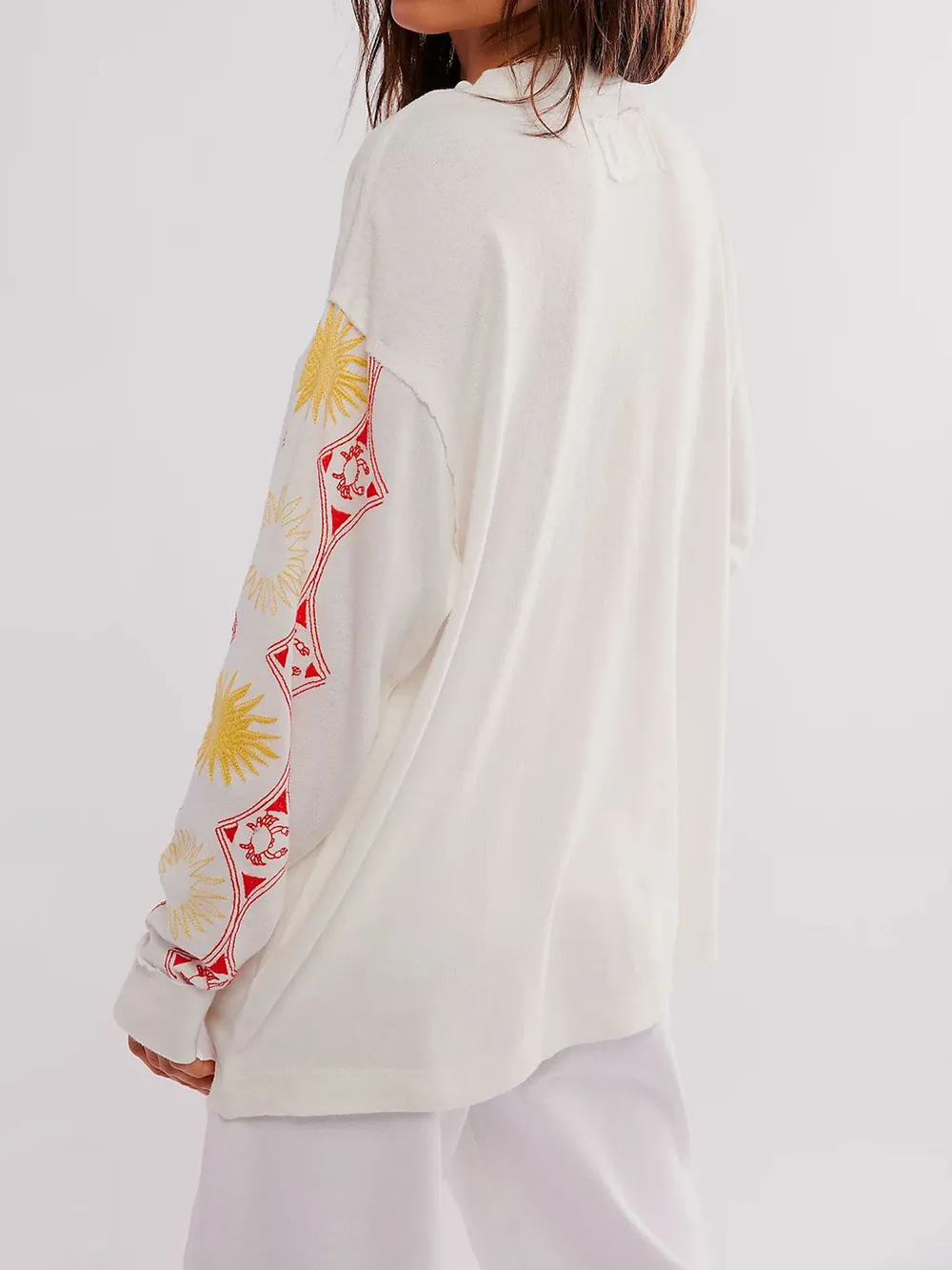 Embroidered Round Neck Long Sleeve Sweatshirt, image 6