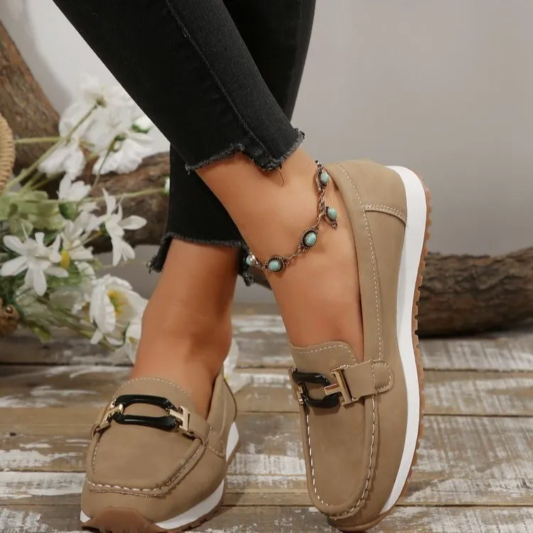 Round Toe Buckle Detail Slip-Ons, image 4
