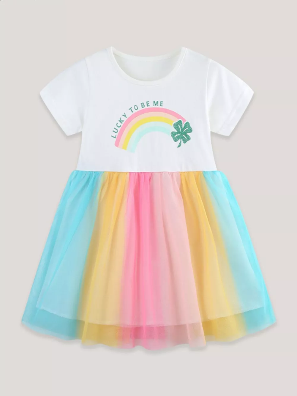 Children's Rainbow Short Sleeve Tulle Dress, image 2