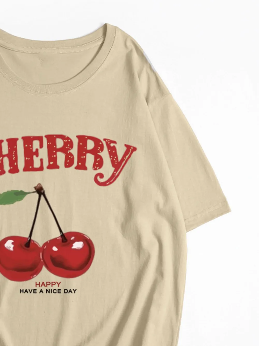 Plus Size Cherry Graphic Round Neck Short Sleeve T-Shirt, image 8