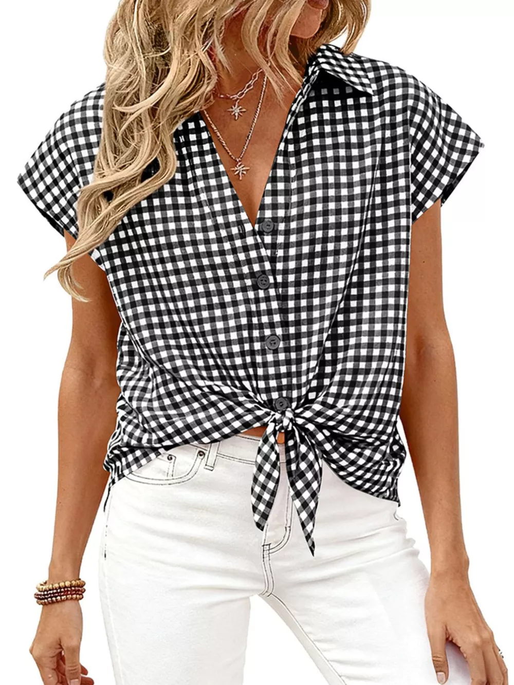 Gingham Print Button-Down Shirt, image 5