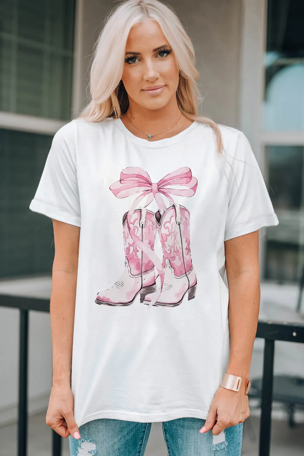 Boot Graphic Round Neck Short Sleeve T-Shirt, image 3