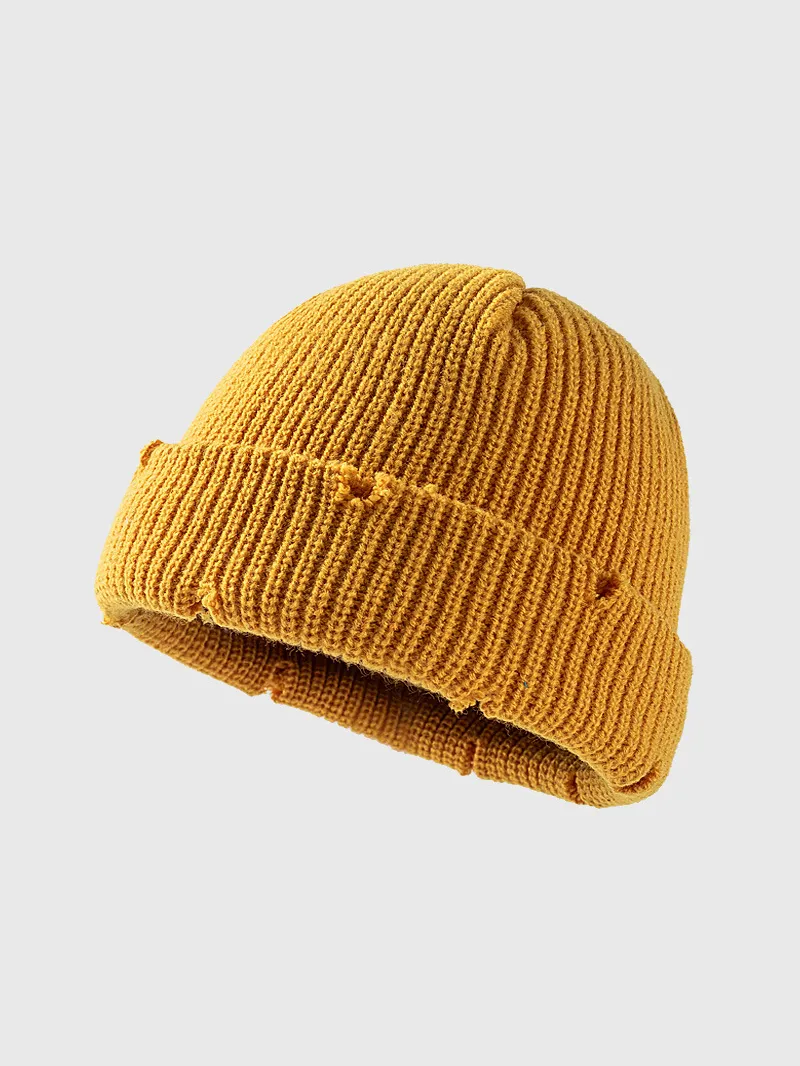 Distressed Cuffed Knit Hat, image 8