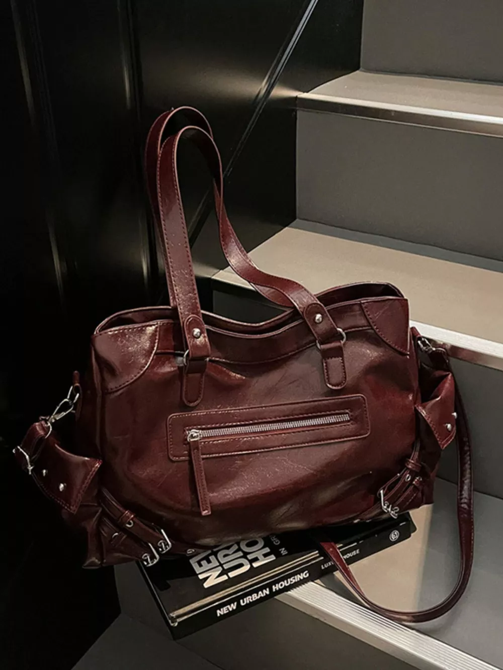 Buckle Accents Shoulder Bag, image 6