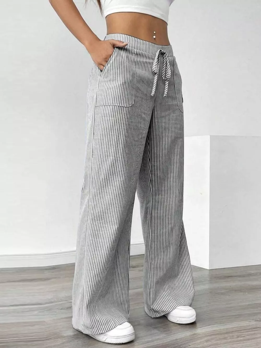 Striped Wide Leg Pants, image 8