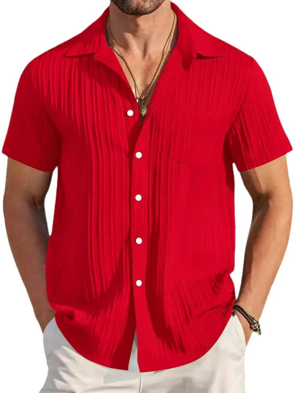 Men's Full Size Button Up Short Sleeve Shirt Plus Size, image 6