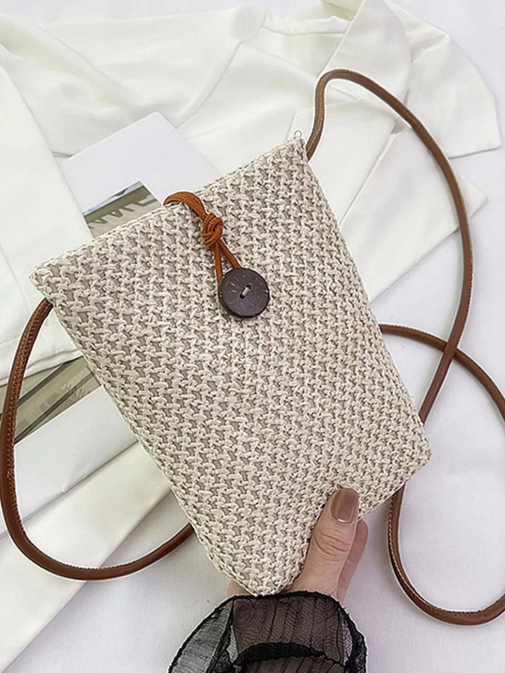 Straw Woven Crossbody Bag, image 5