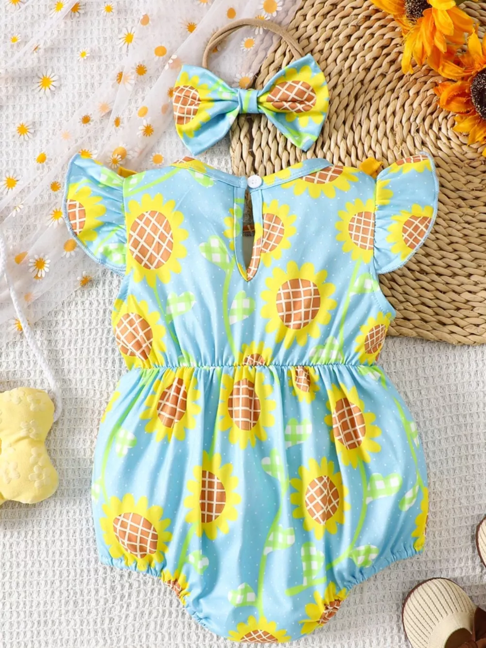 Children's Printed Ruffle Trim One-Piece with Headband, image 9