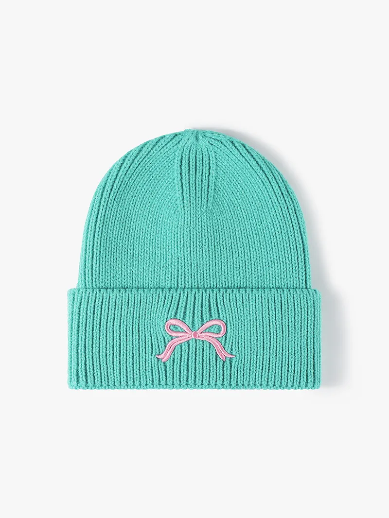 Embroidered Bow Knit Hat, image 3