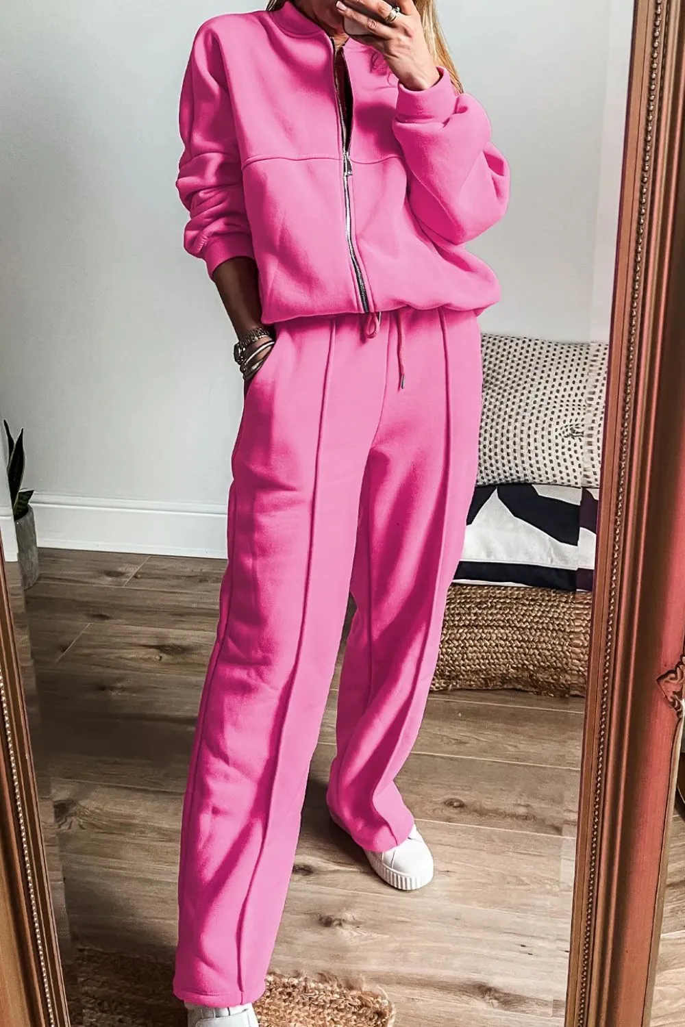 Zip Up Long Sleeve Top and Pants Set, image 2