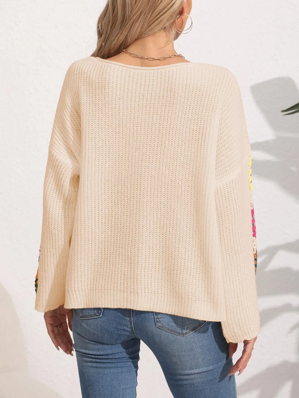 Crochet Flower Long Sleeve Sweater, image 7