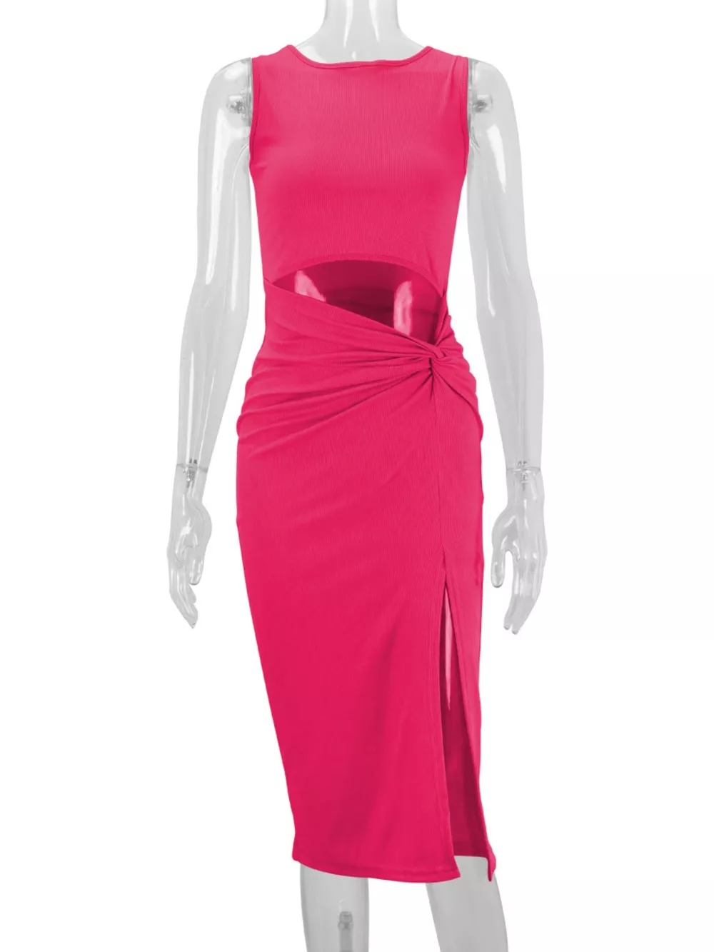Sleeveless Cut-Out Ruched High-Slit Bodycon Dress, image 42