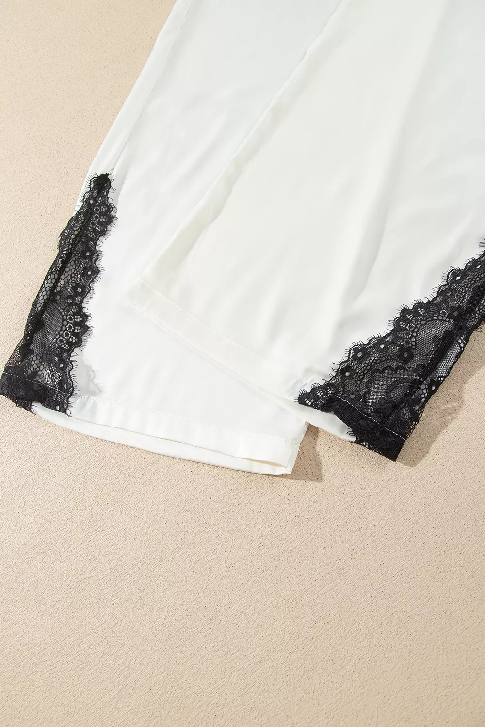 Long Sleeve Lace Trim Button Front Pajama Set, image 10
