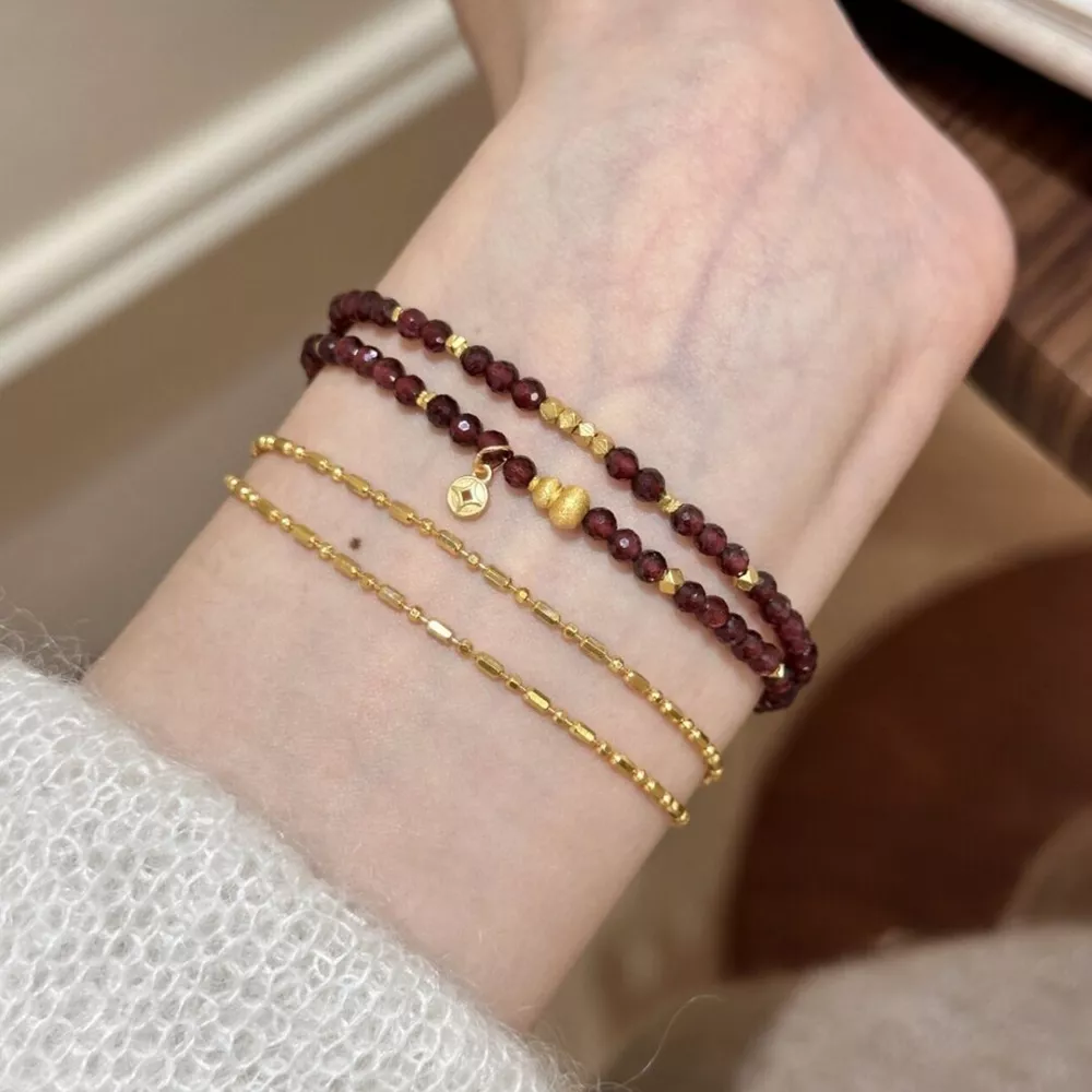 Double Layered Beaded Bracelet with Gold Accents, image 5