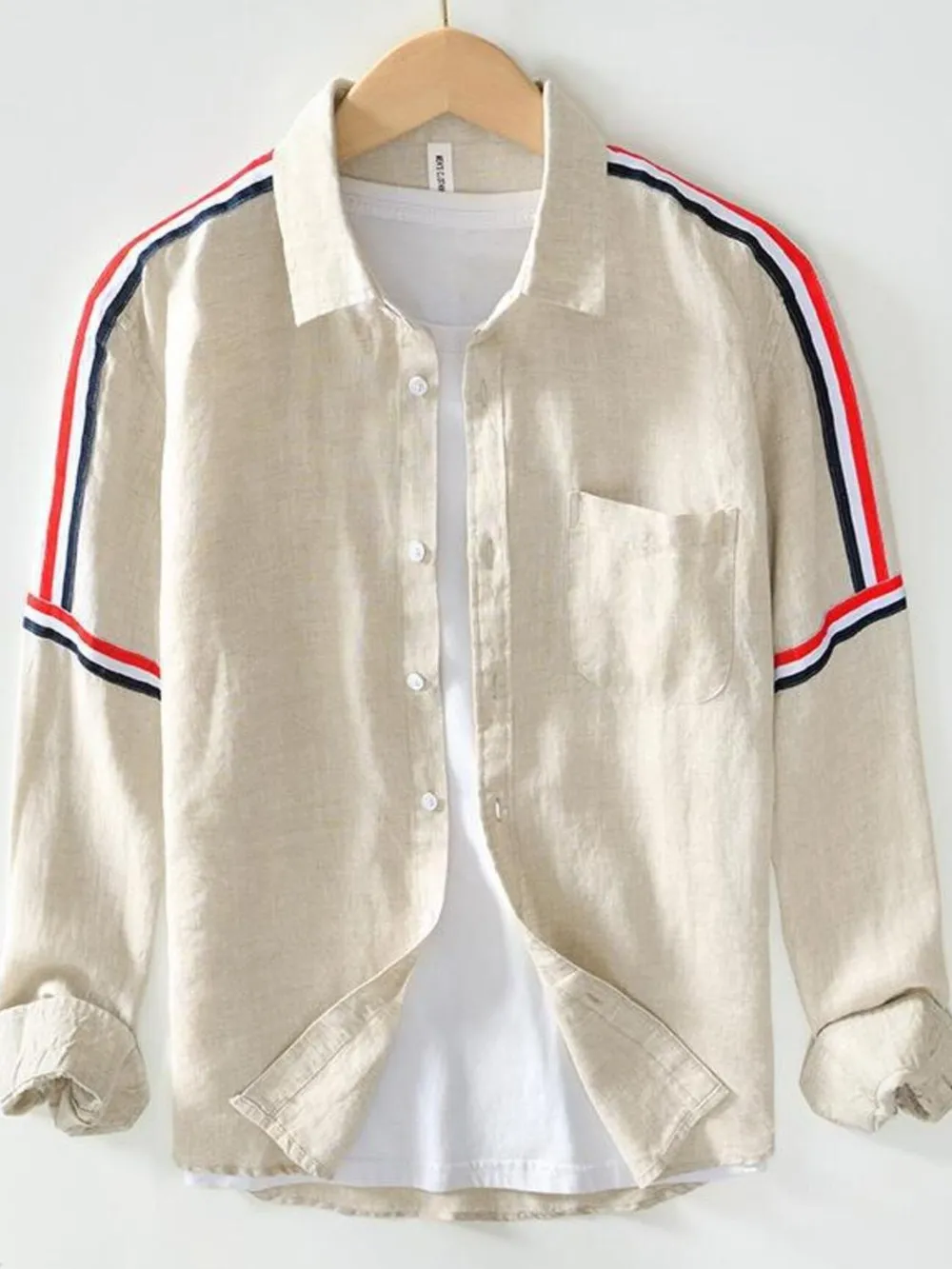 Men's Plus Size Button Up Striped Long Sleeve Shirt