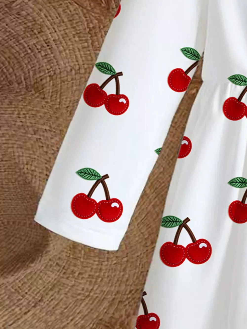 Children's Cherry Print Long Sleeve Casual Dress, image 2